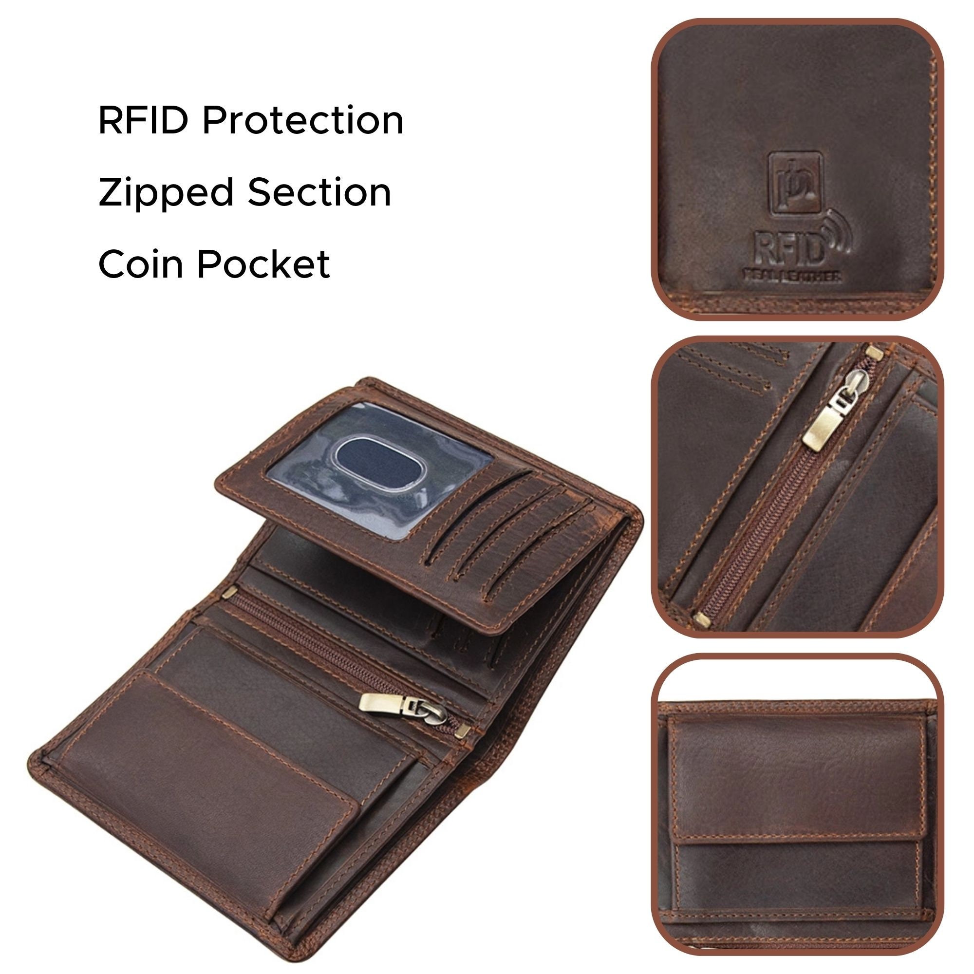 Genuine Leather Wallet For Men Rfid Blocking Vintage Slim Short