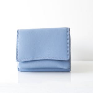 Personalised Wallet for Women RFID Small Leather Coin Purse Compact Card Holder Gift for Her UK Blue