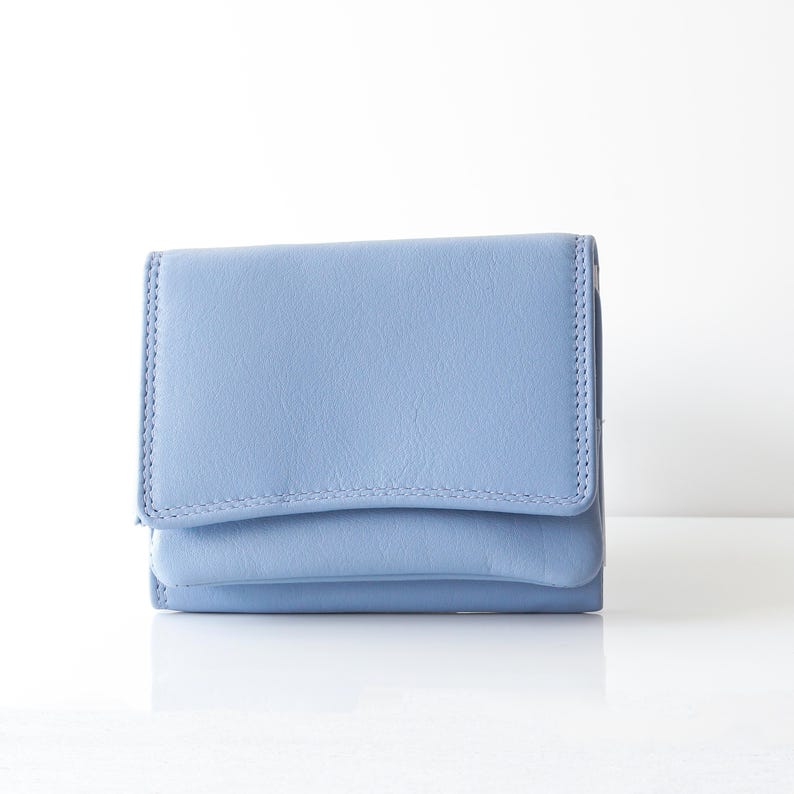 Personalised Wallet for Women RFID Small Leather Coin Purse Compact Card Holder Gift for Her UK Blue