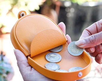 Monedero de piel para mujer, cartera de cuero con forma de herradura, regalo de tercer aniversario para novia, regalo único para ella.