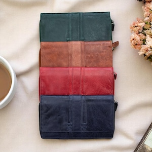 RFID Leather Card Wallet For Women Zip Around Large Capacity Ladies Purse With Coin Pocket Gift For Her Mum Mother Day UK Handmade Accessory