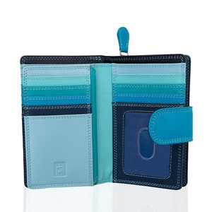 Wallets For Women RFID, Leather Purses Women, Portemonnaie Damen, Blue Bifold  Wallet, Multi Color Purse, Accessories, 13 Card Slots Wallet