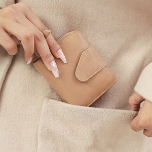 Cartera pequeña para mujer, monedero de cuero, minicartera con cremallera, tarjetero RFID, cartera pequeña, ideas de regalo para mamá, regalo de cumpleaños.