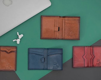Leather Credit Card Holder, RDID Card Holder For Men, Minimalist Wallet, Retirement Gift, Front Pocket Wallet, Handmade Wallet, Gift For Him