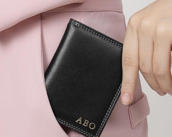 RFID-Ledergeldbörse, schlankes, mehrfarbiges Portemonnaie für Damen, Kreditkartenhalter