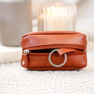 Leather Key Pouch Small Zipper Key Wallet Coin Pouch Keyring Key Holder 7 Colours Gift For Her Him Holiday Birthday image 14
