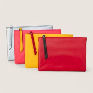 Borsa cosmetica in pelle vibrante, sottile, con cerniera, organizer, borsa da viaggio leggera per donne, idea regalo unica per lei, custodia in pelle multiuso