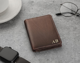 Cartera con tarjetero RFID de piel auténtica para hombre