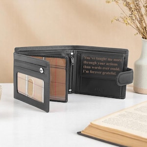 Kundenspezifische Brieftasche für Papa-Leder vorhanden Personalisierte Ledermappe-Kartenhalter-Geschenk graviertes Design für Geburtstags-Vater-Geschenk für ihn Leder