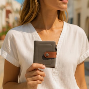 Portefeuille en cuir souple pour femme Porte-monnaie à deux volets multicolore Fermeture à languette sécurisée RFID avec poche pour pièces de monnaie Emplacements pour cartes Cadeau pour elle Accessoire de voyage