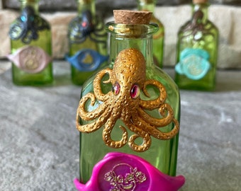 Octopus Potion Vial - Original Art Bottle (golden II, empty)