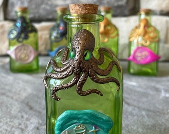 Octopus Potion Vial - Original Art Bottle (bronze, empty)