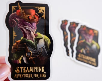 Steampunk Adventurer Dragon - premium sticker