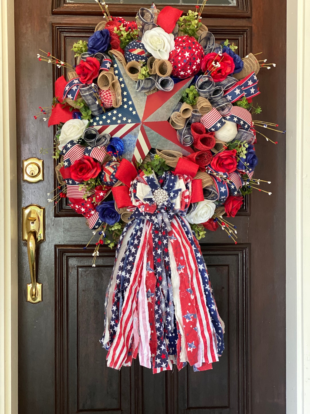 Summer Patriotic Wreath Front Door July 4th Decor - Etsy