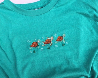 Turtles & Bubbles Broderad T-shirt Sweatshirt med Hoodie