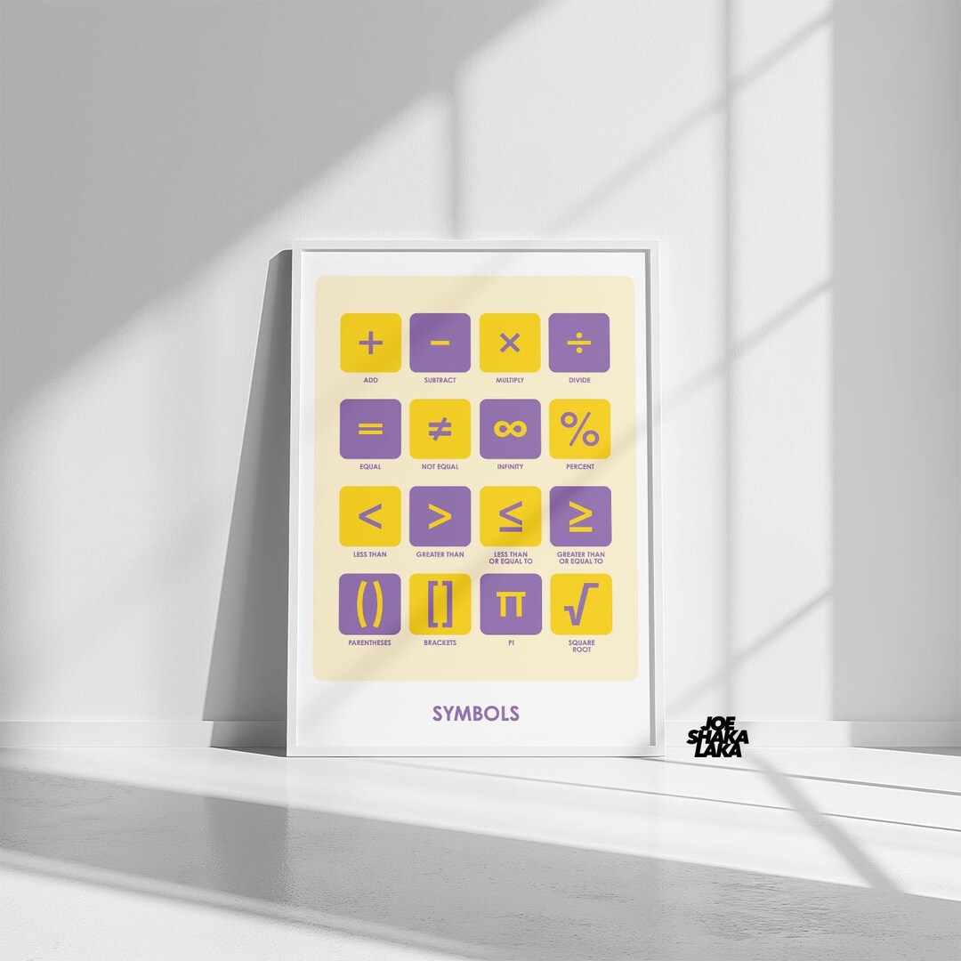 Lsu Math 4032 Lakers LSU Colors Math Symbols Poster: Kids Classroom Decor (digital ...