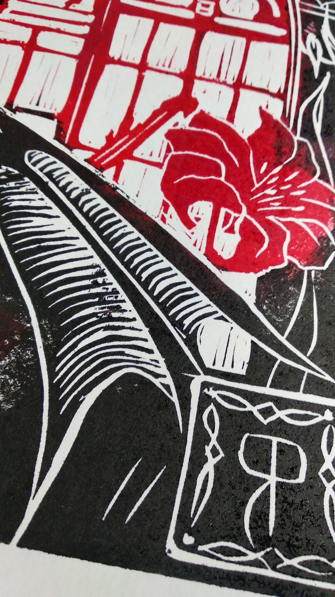 Dragon Painting Original Linocut Print Fantasy Art Gothic Wall | Etsy