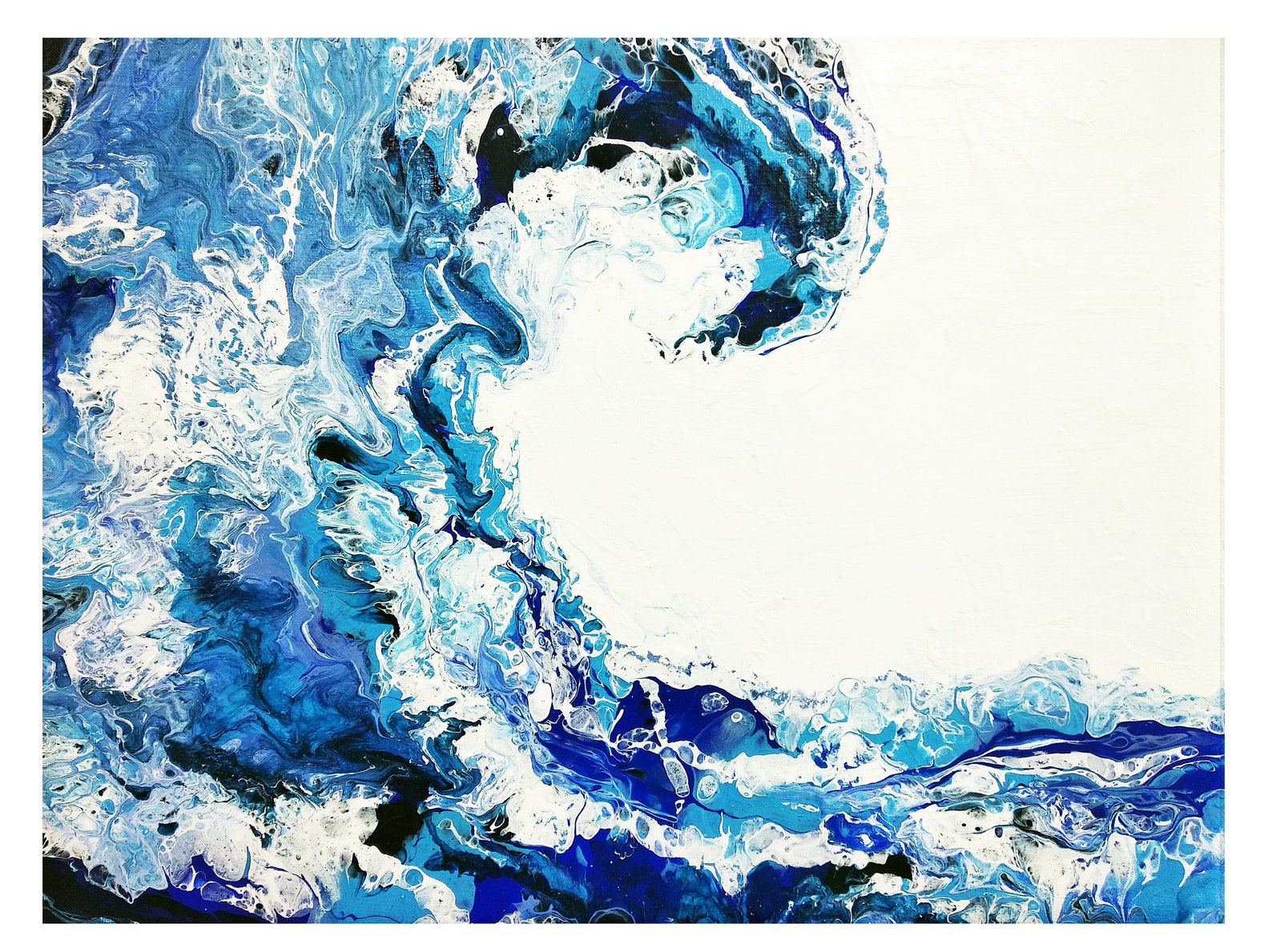 Wave Painting Original Acrylic Fluid Art Seascape Wall Art Etsy
