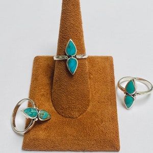 Flat Double Teardrop Turquoise Ring