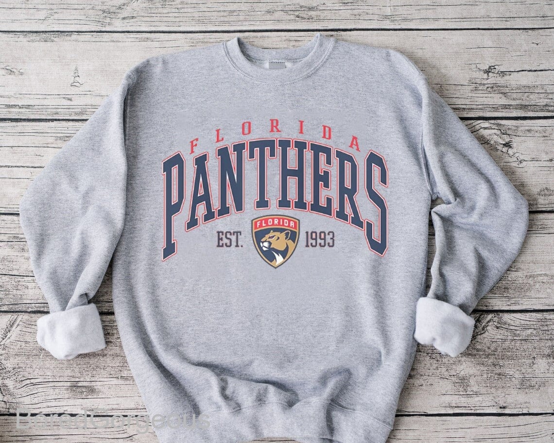 ShopCrystalRags Florida Panthers, NHL One of A Kind Vintage Sweatshirt with Crystal Star Design
