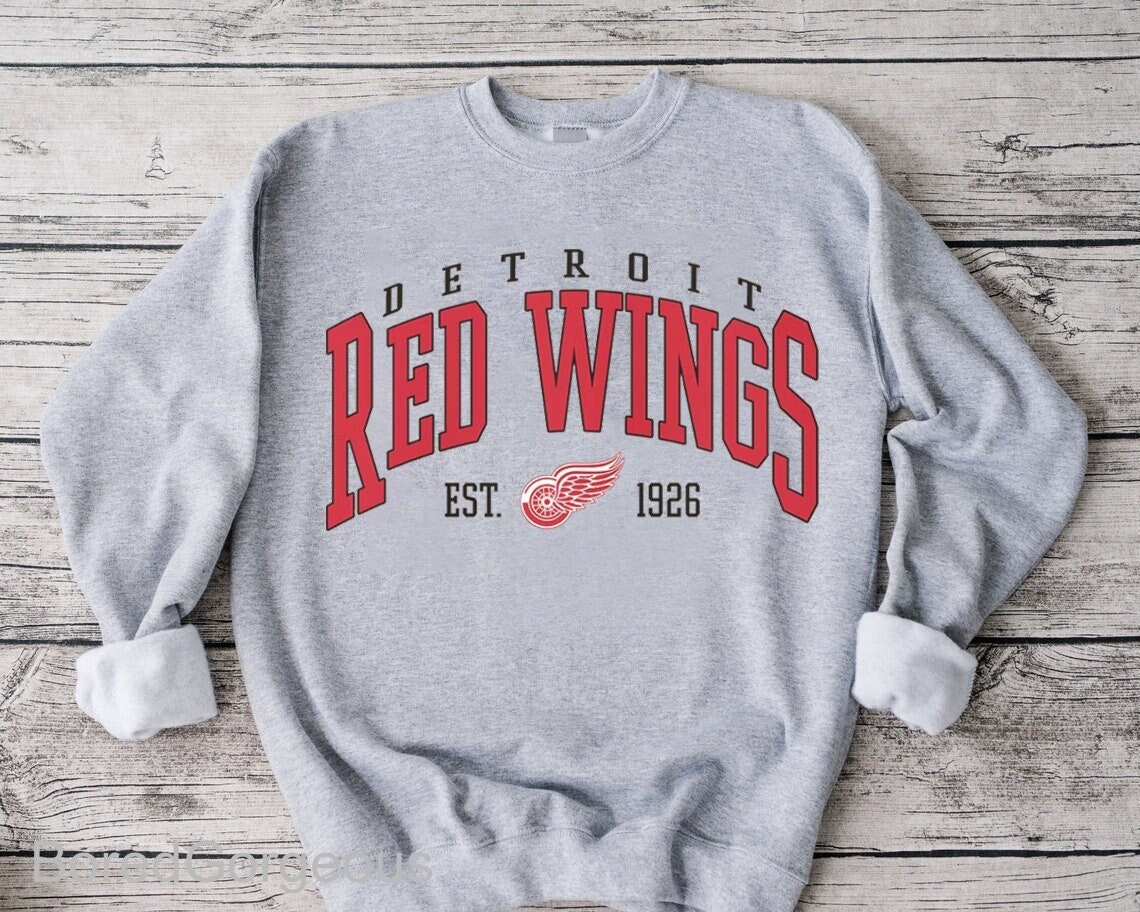 Red Wings Sweatshirt, Detroit Red Wings Sweater, Hockey Sweatshirt
