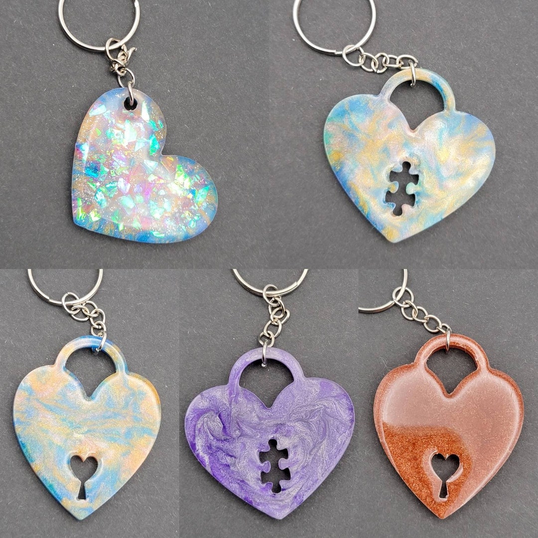 Heart Computer Keychain Epoxy Resin Heart Keychain - Etsy