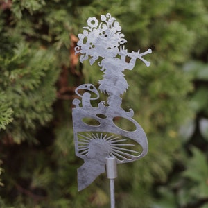 Metal Mushroom Elf Yard Art & Garden Decoration