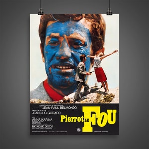 Pierrot le Fou (1965) - Vintage French Movie Poster (30x40cm)