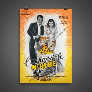 Bringing Up Baby (1938) - Cartel de película francesa vintage