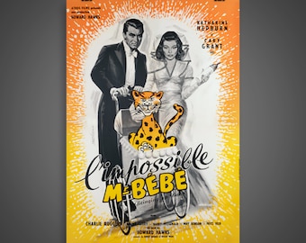 Affiche Cinéma 'Bringing Up Baby' - Poster 60x90 Cm Haute Qualité - Neuf Sous Blister