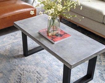 Round Concrete Top Dining Table W Acacia Timber Legs