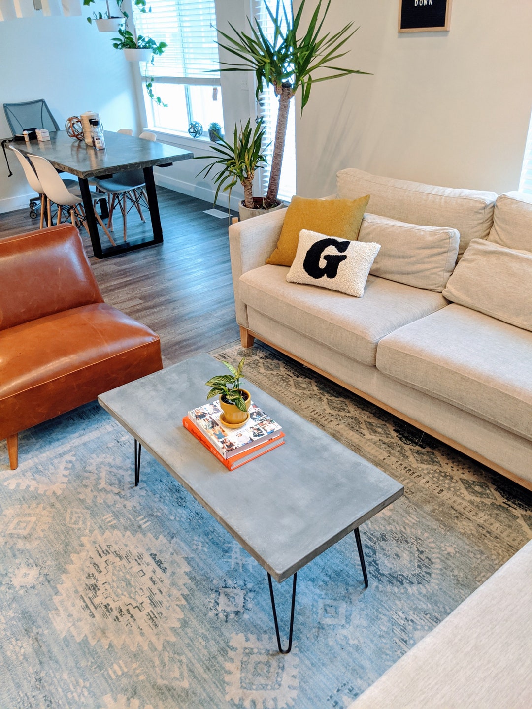 Industrial Modern Concrete Coffee Table Indoor/outdoor - Etsy