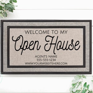 Open House Realtor Door Mat v6| Open House Doormat | Business Doormat | House Selling Front Door Mat | Real Estate Agent Gift | Home Listing