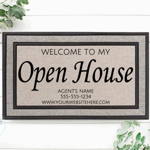 Open House Realtor Door Mat v6| Open House Doormat | Business Doormat | House Selling Front Door Mat | Real Estate Agent Gift | Home Listing