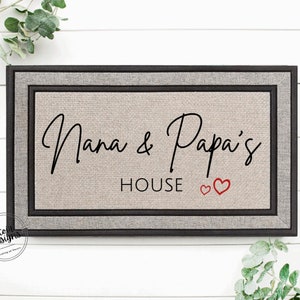 Nana and Papas House Custom Welcome Mat Cheerful Gift Personalized Doormat Housewarming Gift Grandma and Grandpa Gift Grandparent image 1