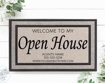 Open House Realtor Door Mat v6| Open House Doormat | Business Doormat | House Selling Front Door Mat | Real Estate Agent Gift | Home Listing