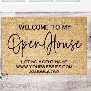 Open House Doormat, Realtor Doormat, Real Estate Agent Gift, Real Estate Listing Marketing, House For Sale Doormat, Real Estate Broker Gift