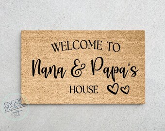 Welcome to Nana and Papa House | Custom Welcome Mat | Cheerful Gift | Personalized Doormat | Housewarming Gift | Grandma and Grandpa Gift