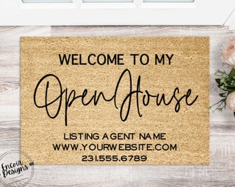Open House Coir Doormat, Realtor Gift, Real Estate Marketing