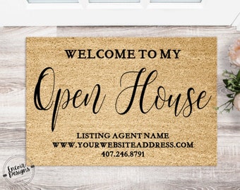 Open House Doormat, Realtor Doormat, Real Estate Agent Gift, Real Estate Listing Marketing, House For Sale Doormat, Real Estate Broker Gift
