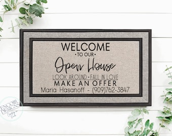 Open House Doormat, Realtor Doormat, Real Estate Agent Gift, Real Estate Listing Marketing, House For Sale Doormat, Real Estate Broker Gift