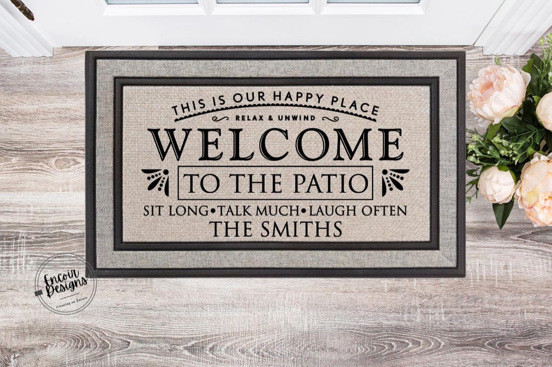 Unique Outdoor Welcome Rug Welcome to the PATIO V2 | Perfect Outdoor Rug to Dress up Your Patio ...