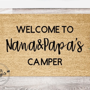 CAMPER Welcome to Nana and Papas Doormat | Great Gift for Grandma and Grandpa Welcome Mat | Housewarming Gift | New Home | Closing Gift