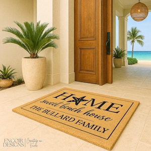 Welcome To Our Beach House Custom Name | Welcome Mat | Housewarming Gift | New Home | Closing Gift  | Vacation Home Doormat