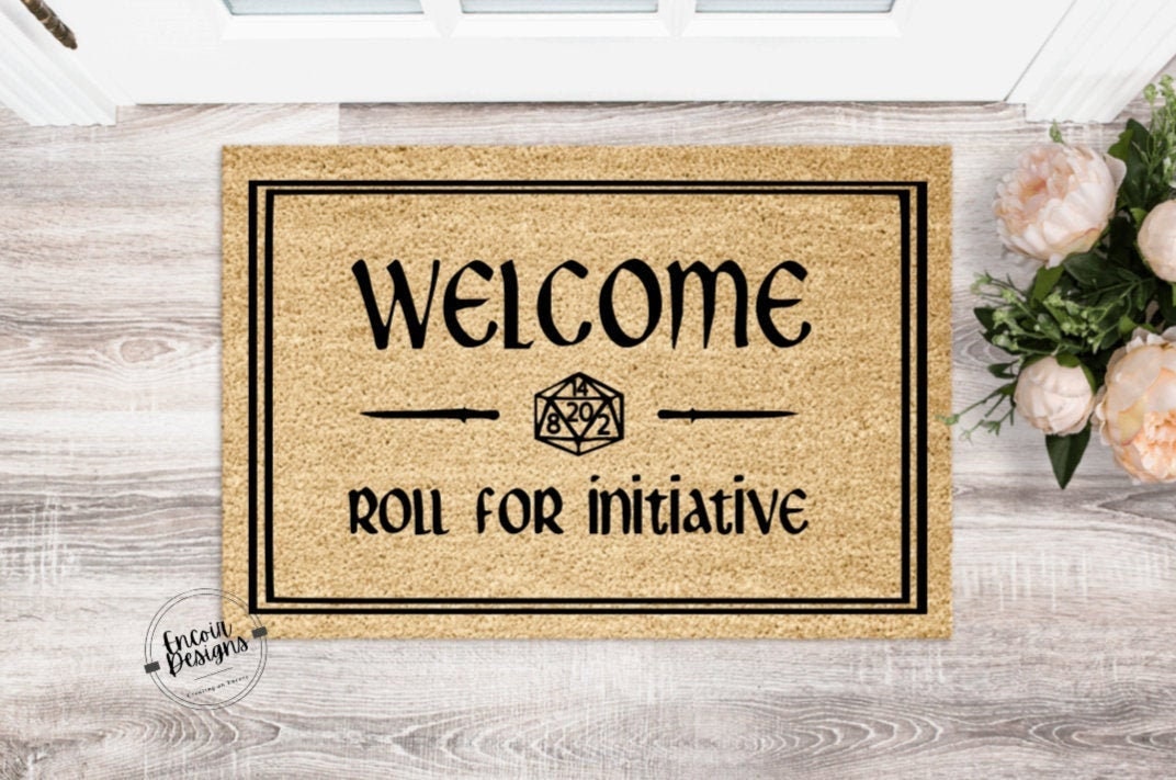 Roll For Initiative Door Mat Roleplaying Tabletop Gaming Etsy