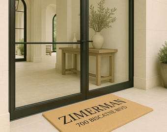 Double Door 36 x 60 inch Custom Family Doormat | Custom Names Doormat | Extra Large Welcome Mat | Housewarming Gift | Closing Gift | Wedding