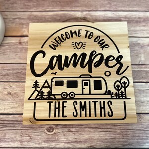 Happy Camper Sign, Camper Decor, Farmhouse Camper Sign, RV Gift Ideas for Women, Camping Gift for Couples, Best Friend Birthday Gift for Her
