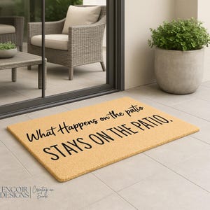 Welcome To Our PATIO | Perfect Outdoor Rug to Dress Up Your Patio | Housewarming Gift | Homeowner Closing Gift  | Seasonal Summer Doormat