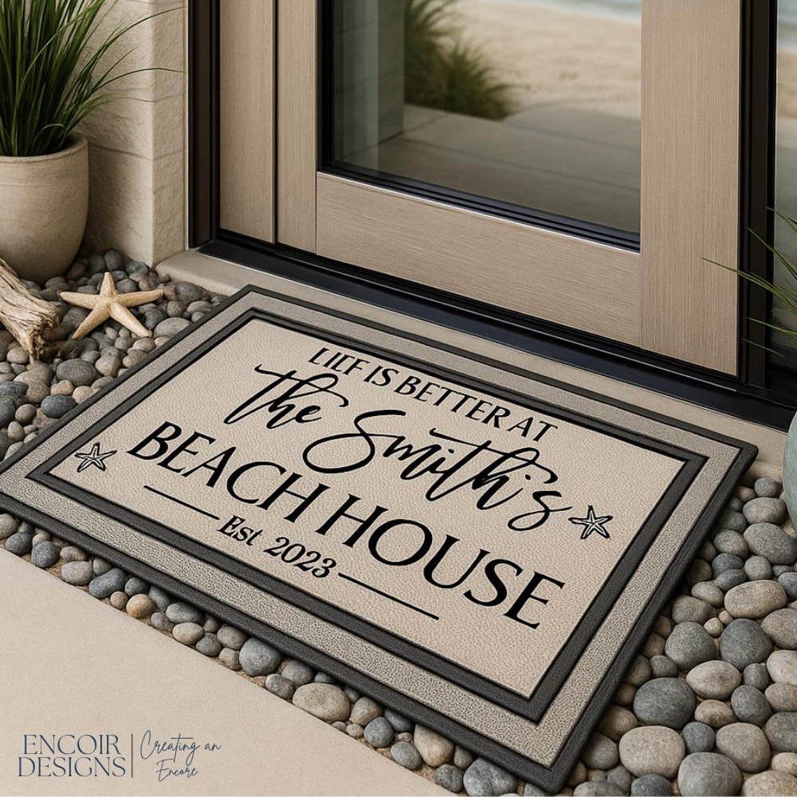 Beach Themed Welcome Mat | Personalized Doormat | Custom Welcome Mat ...