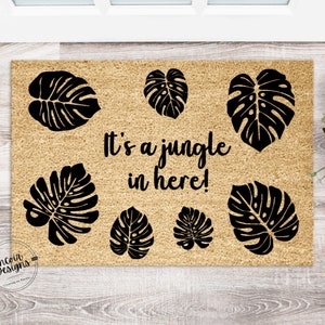 It's a Jungle in Here Doormat | Housewarming Gift | Custom Doormat | Personalized Closing Gift | Funny Mat | Front Door Mat | Monogram Mat